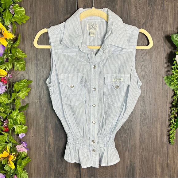 Lucky Brand Tops - \|🌼3/$30🌼Vintage Lucky Brand Dungaree Sleeveless Stripped Blouse Size Medium